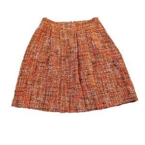 J. Crew Brown Knit Wool Blend Pleated Woven Skirt Multicolor Pockets SZ04